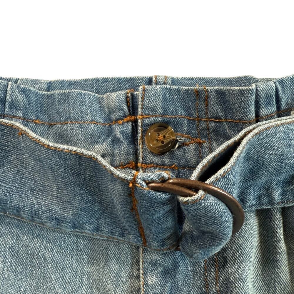 Chelsea & Violet Mid-Rise Belted Raw Hem Mini Blue Denim Skirt Size 29 - Picture 5 of 5
